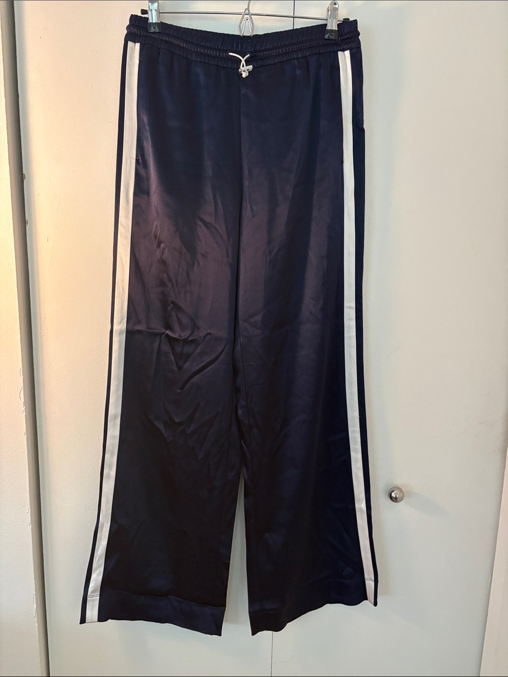 Tory Burch - Navy Track Pants with White Side Stripes - Size M
